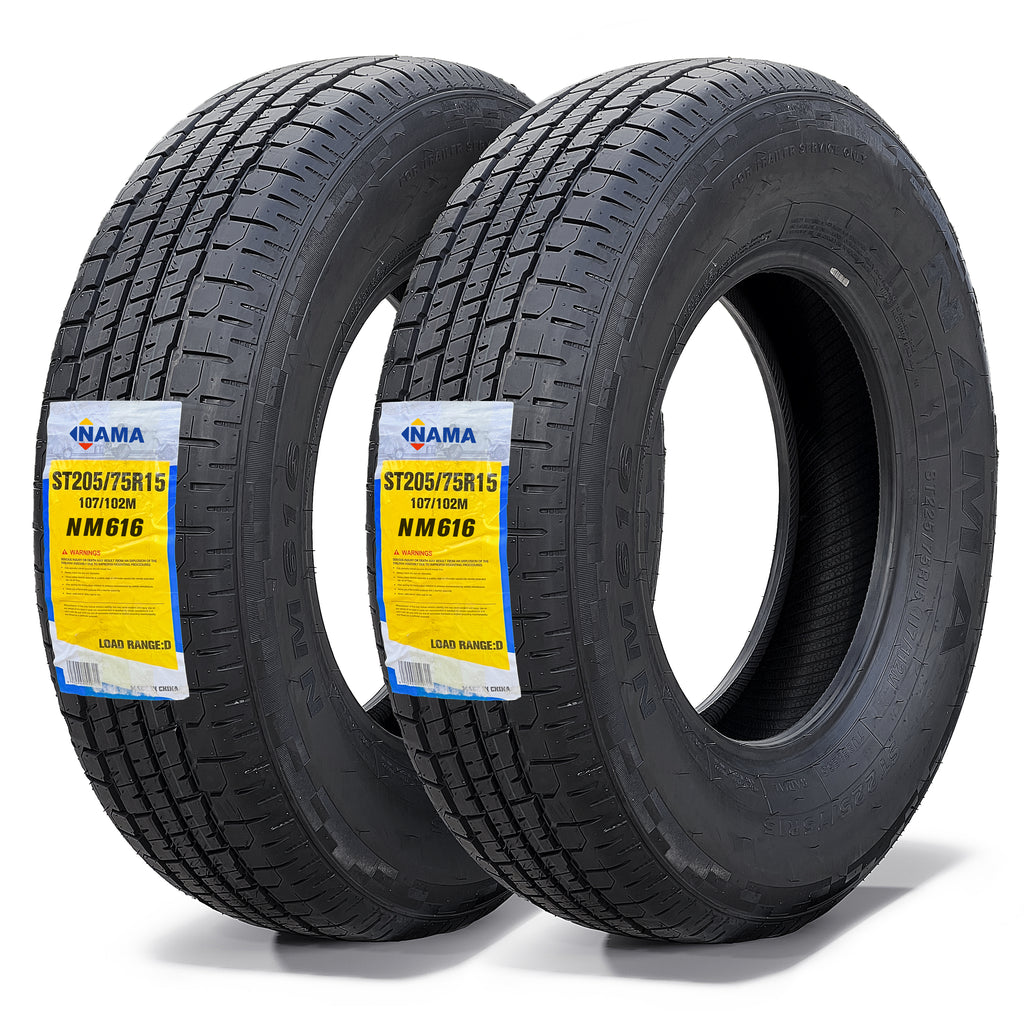 NAMA Set of 2 NM616 Heavy Duty ST Tire Radial Trailer Tire 205/75R15 Load Range E 10 Ply